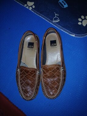 J&M Men's Brown Woven Leather Slip-On Loafers - Casual Comfort